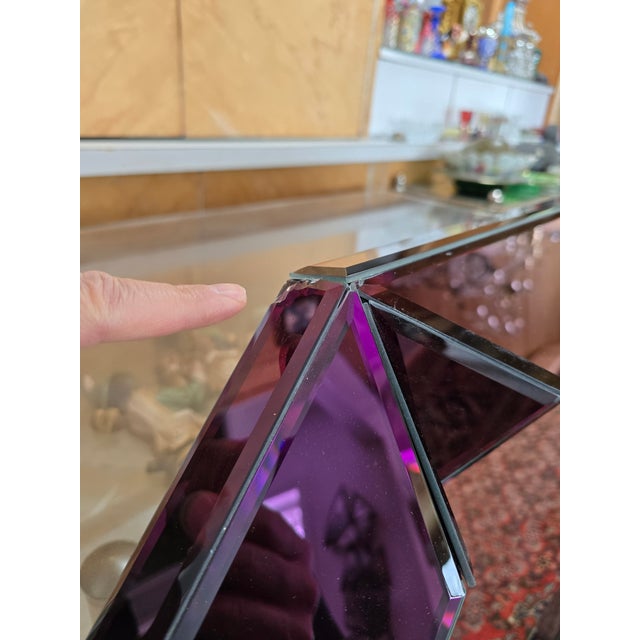 Mid Century Modern Style Amethyst Glass Beveled Mirror For Sale - Image 9 of 15