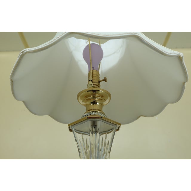 Waterford Crystal & Brass Tall Floor Lamp W. Shade | Chairish
