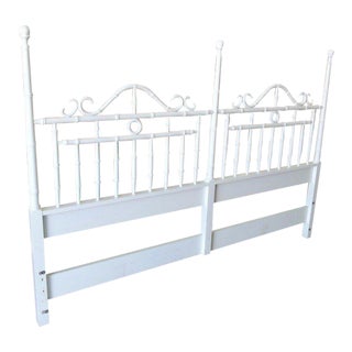 Regency Lacquered Faux Bamboo King Headboard For Sale