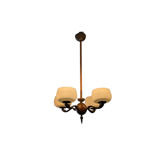 Model 1373/4 Four Arm Chandelier by Paavo Tynell Taito Oy for Oy Taito Ab, 1940s For Sale - Image 4 of 12