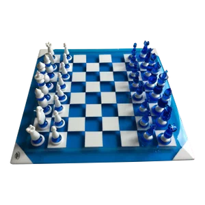 Handmade Italian Murano Art Glass Chess Board, Italian Glass From Venice - 33 Pieces