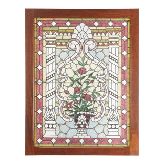 American Victorian Leaded Glass Window For Sale