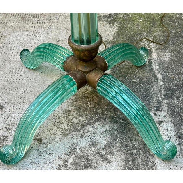 Green Murano Glass 4-Feet Floor Lamp attributed to Barovier & Toso, Italy, 1930s-1940s For Sale - Image 15 of 18