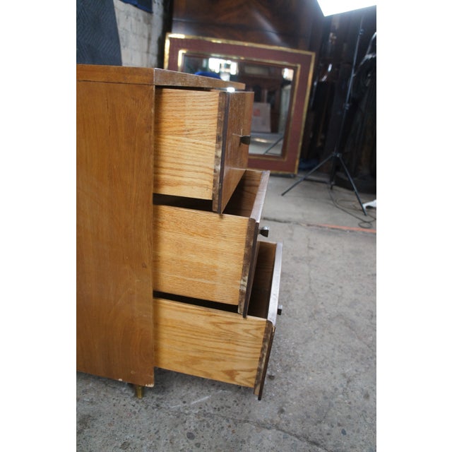 1960s 1960s John Stuart Mid Century Modern Hairpin Leg Maple Writing Desk Table Drawers For Sale - Image 5 of 12