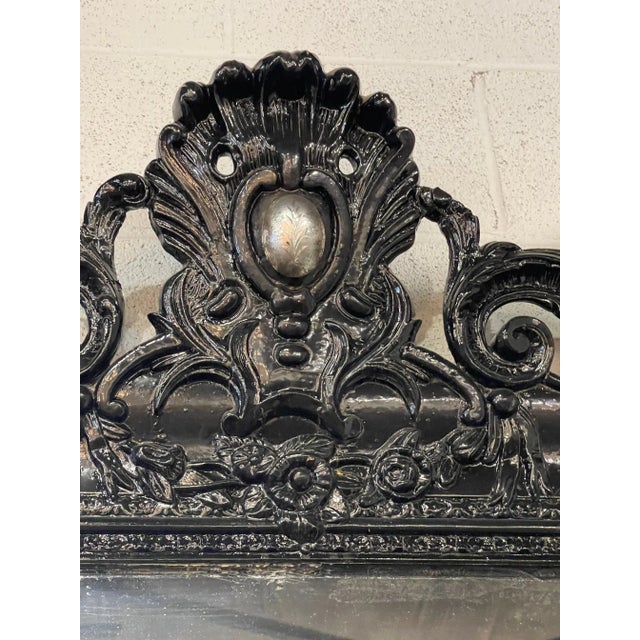 19th Century 19th Century Louis XV Style Carved and Black Lacquered Mirror For Sale - Image 5 of 8