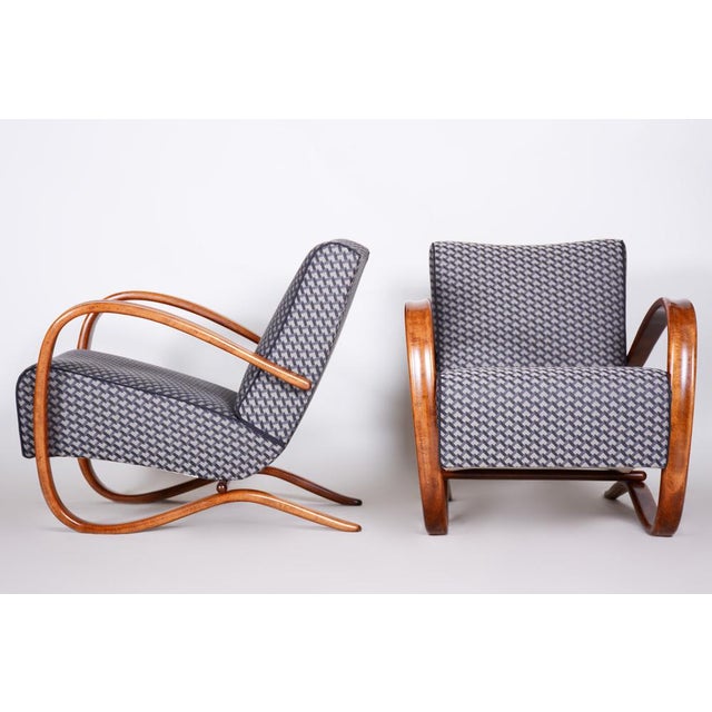 Set of Art Deco Model H-269 Armchairs in Beech attributed to Jindřich Halabala for Up Závody, Former Czechoslovakia, 1930s For Sale - Image 15 of 16