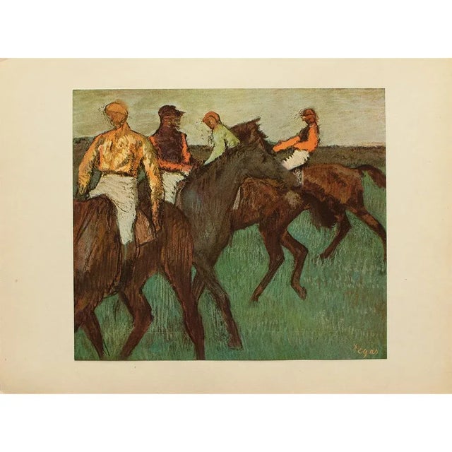 Paper 1940s After Edgar Degas "Jockeys" Vintage Full Color Print From Geneva For Sale - Image 7 of 8
