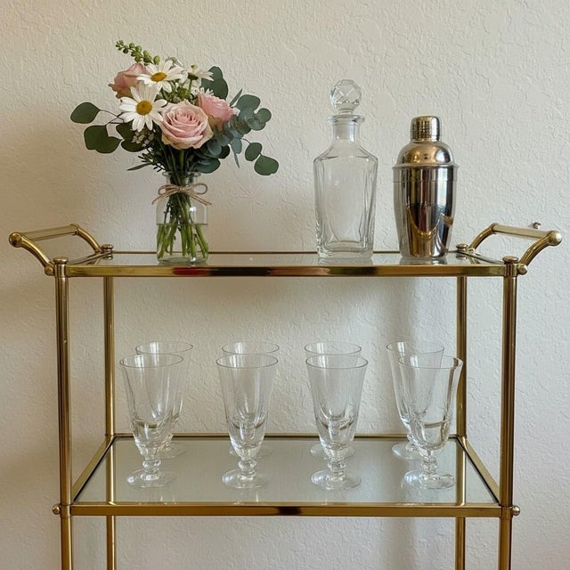 Vintage Tiffin-Franciscan Shooting Star Juice Glasses Set 8-MCM Etched Crystal For Sale - Image 6 of 10