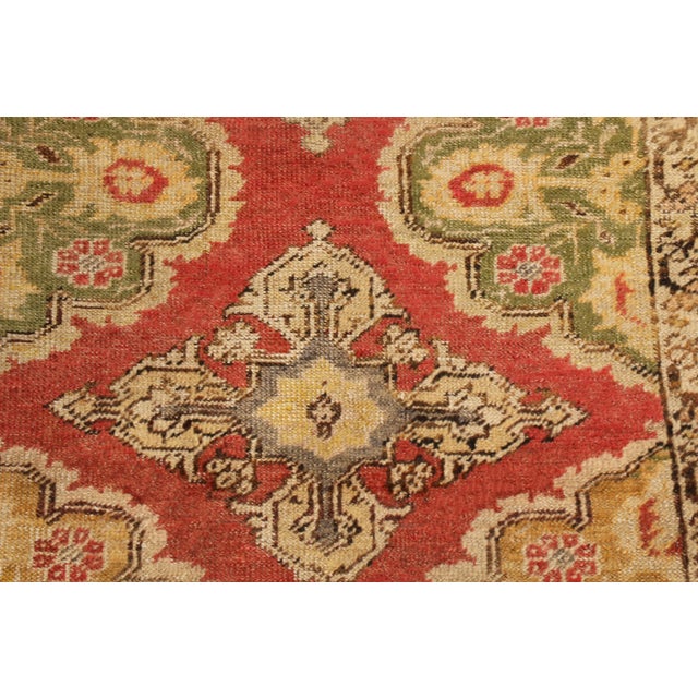Antique Kayseri Traditional Geometric Red and Gold Wool Rug For Sale - Image 4 of 5