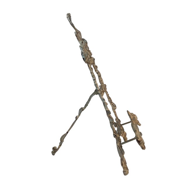 Metal 1920s Large Ornate Distressed Painting or Photo Display Tabletop Easel 19” For Sale - Image 7 of 8