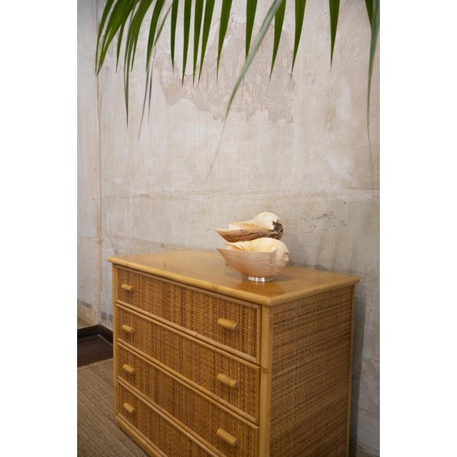 1970s Bamboo and Woven Rush Chest of Drawers, 1970s For Sale - Image 5 of 6