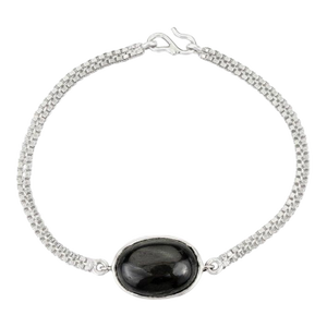 Vintage Style 16.10 Ct Oval Cut Boho Black Star Bracelet in Sterling Silver