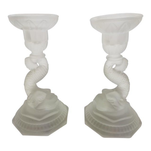 Frosted Glass Koi Fish Candle Holders a Pair Chairish