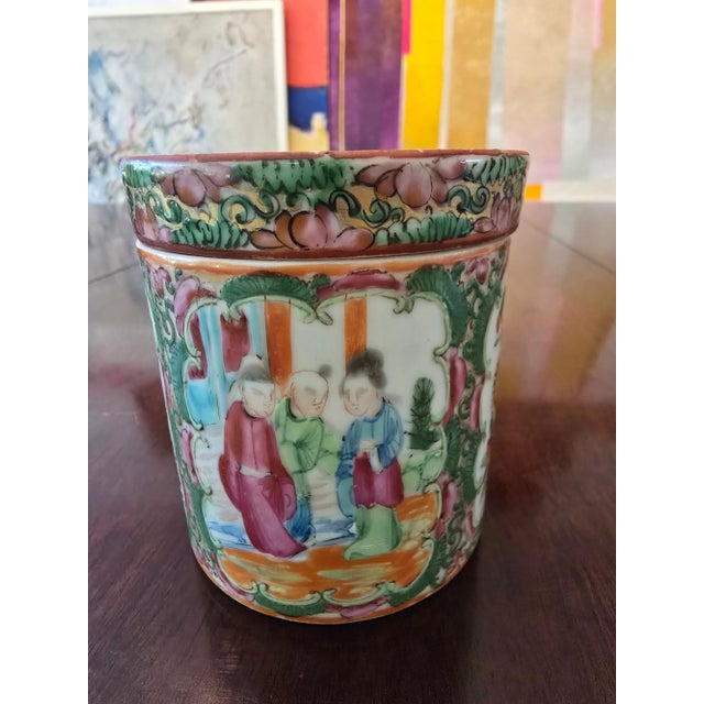 Mid 19th Century Antique Chinese Porcelain Mandarin Box Tea Caddy For Sale - Image 10 of 11