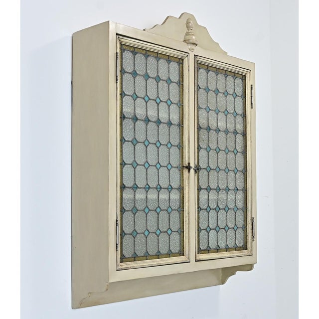 French Wall Cabinet Made With 19th Century Stained Glass Doors For Sale - Image 9 of 12