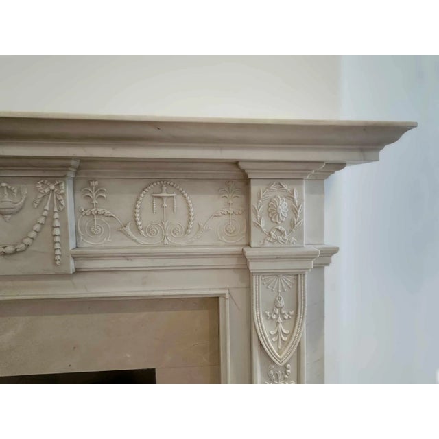 English Marble Mantel - Carved Statuary Marble For Sale - Image 9 of 11