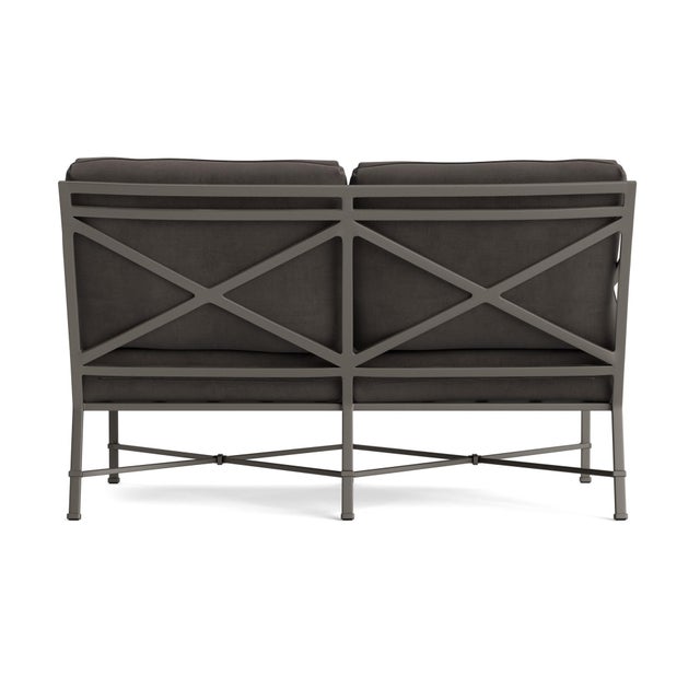 Brown Jordan Brown Jordan Venetian Left Arm Loveseat, Mica frame with Fusion Charcoal fabric For Sale - Image 4 of 11