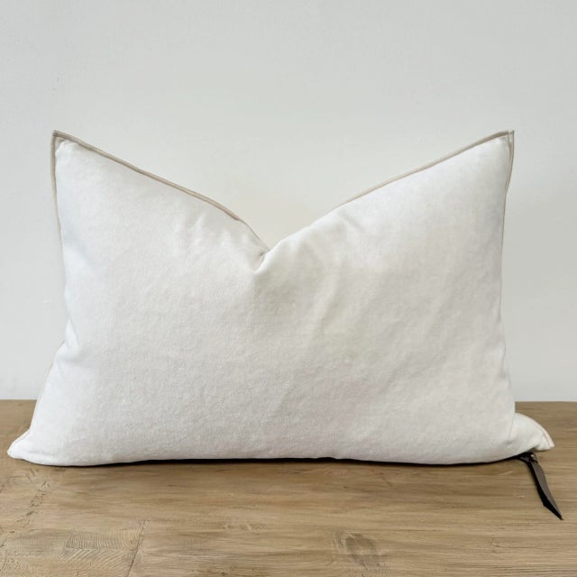 Not Yet Made - Made To Order European Vintage Style Creme Velvet Accent Pillow With Down Insert For Sale - Image 5 of 6
