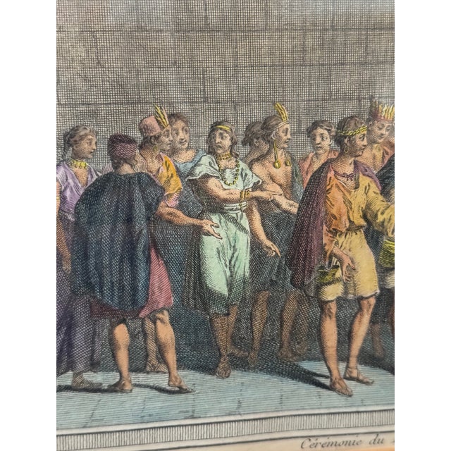 18th Century 18th-Century Hand-Colored French Engraving, “Cérémonie Du Mariage Des Incas” For Sale - Image 5 of 8