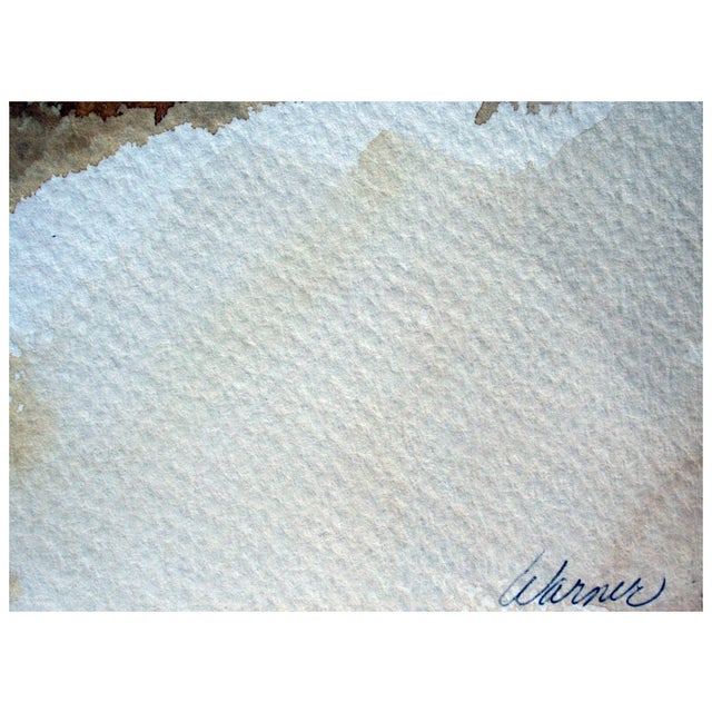 Abstract 1970s "Figures Relaxing at the Beach" Landscape Watercolor Painting by Doris Warner For Sale - Image 3 of 3