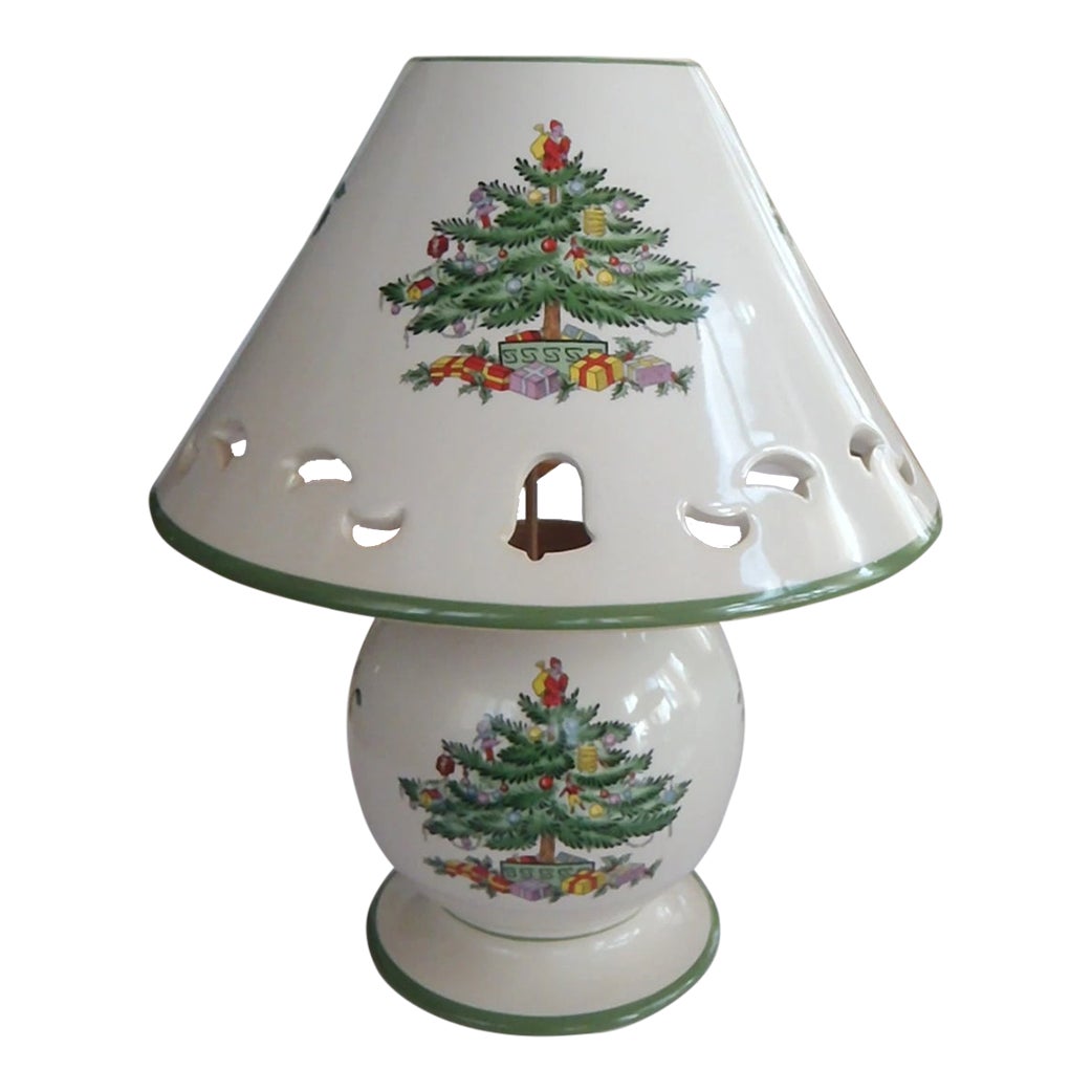 Spode Christmas Tree Holiday DecorTea Light Candle Lamp | Chairish