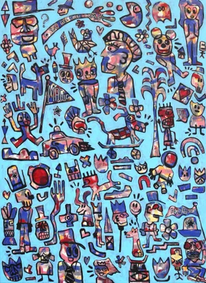 "Look at Me" Contemporary Pop Art Mixed-Media Painting by Tommy Lennartsson