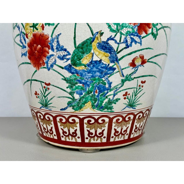 Vintage Chinese Famille Rose Hand Painted Birds and Peonies Porcelain Garden Stool Side Table For Sale In Portland, ME - Image 6 of 17