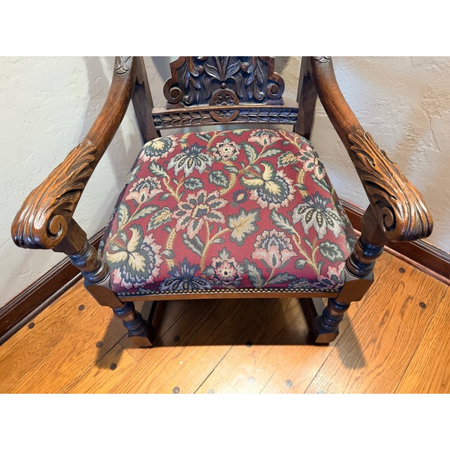 Downsizing - Must Sell - Late 19th Century Antique English Gothic Revival Carved High Back Dining Chairs – Set of 8 For Sale In Pittsburgh - Image 6 of 12