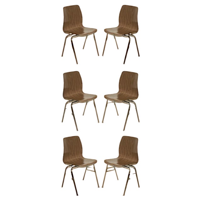 Mid-Century Modern Stacking Dining Chairs from Pagholz, West Germany, Set of 6 For Sale