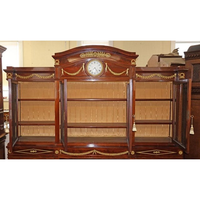 19th Century Mahogany French Empire Cabinet Bookcase With Cellarette and Clock For Sale - Image 11 of 16