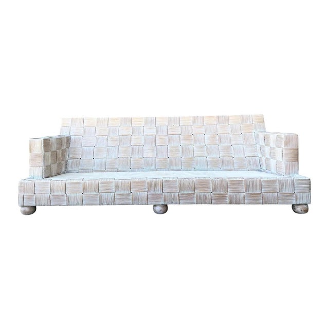 Vintage Rattan Woven Sofa After John Hutton for Donghia For Sale - Image 10 of 12