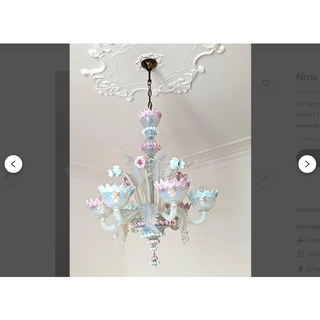 Art Deco Style Murano Glass Chandelier from Ca Rezzonico, 1980s For Sale - Image 6 of 10