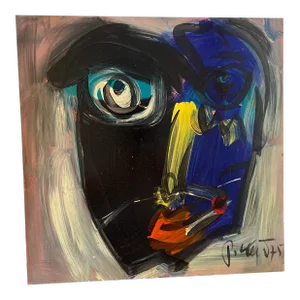 Peter Keil Original Abstract Portrait Painting on Board 1975