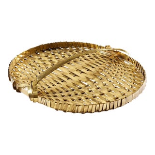 Hollywood Regency Monumental Braided Brass Tray / Centerpiece, Italy Ca. 1970 For Sale