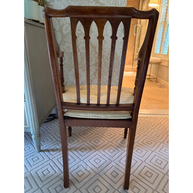Chestnut Early 20th Century Edwardian Satinwood Floral Painted Armchair With Cane Seat For Sale - Image 8 of 18