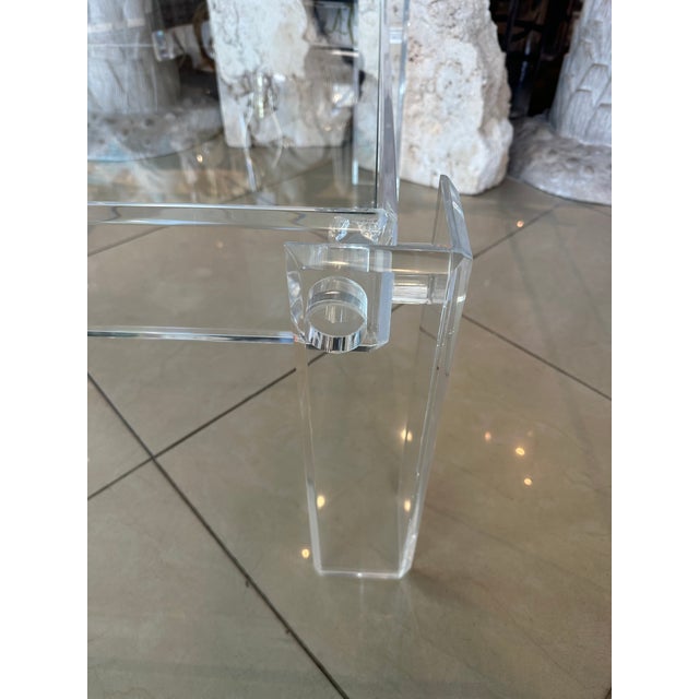 Plastic Vintage 1970s Square Lucite Peg Coffee Cocktail Table Inset Glass Top For Sale - Image 7 of 11