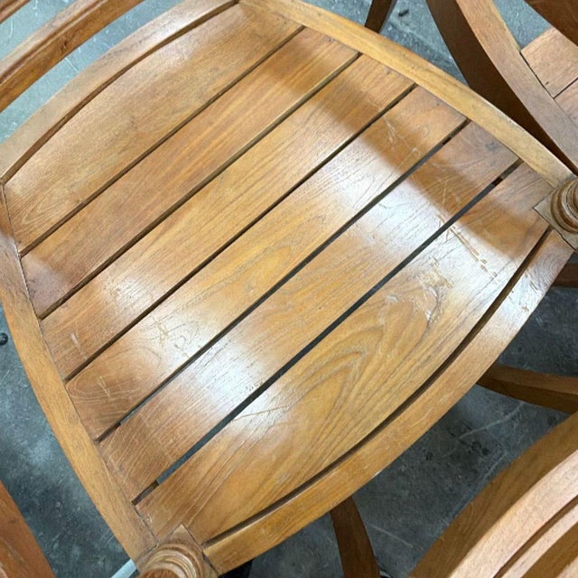 Set of 4 Hand Carved Antique Indonesian Reclaimed Teak Dining Chairs For Sale In Los Angeles - Image 6 of 12