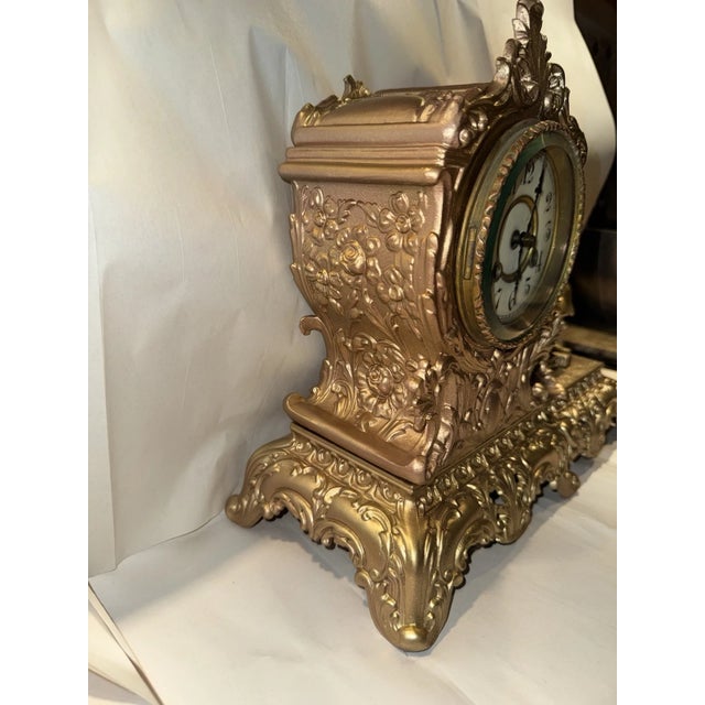 Late 19th Century Antique Figural Mantel Clock by Waterbury For Sale - Image 5 of 11