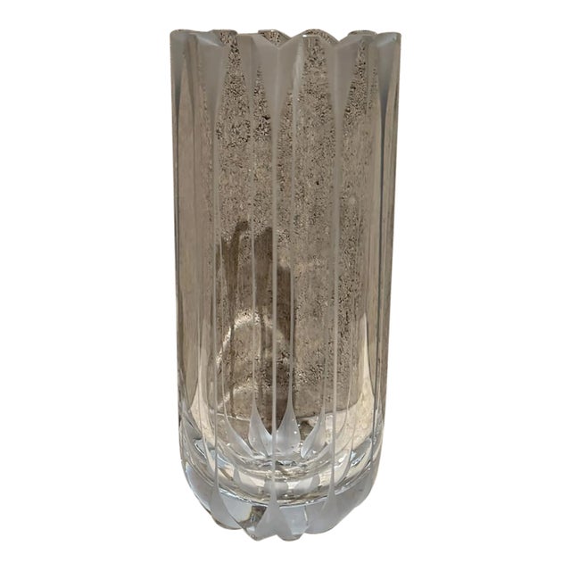 1970s Scandinavian Crystal Vase Ribbed Art Glass For Sale