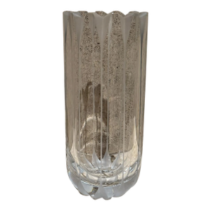 1970s Scandinavian Crystal Vase Ribbed Art Glass