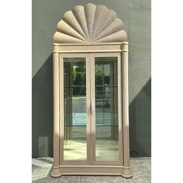 Vintage Scalloped Top Pencil Reed Cabinet For Sale - Image 12 of 12