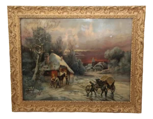 Swiss Landscape, Lithograph, Early 20th Century, Framed