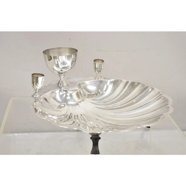 Vintage FB Rogers Silver Plated Clam Shell Seafood Bowl Platter Server. Circa Mid to Late 20th Century. Measurements: 6" H...