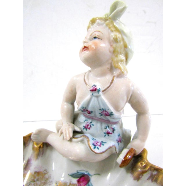 Antique German Meissen Porcelain Candy Dish With Bathing Woman Von Schierholz For Sale - Image 9 of 11