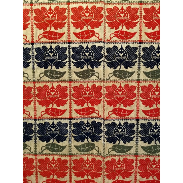 American 1840s Handwoven American Coverlet, Floral Motif, Signed Elizabeth Yohe For Sale - Image 3 of 8