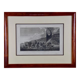 "Canoe of the Sandwich Islands" (Hawaii), John Webber Engraving of Captain Cook's 3rd Voyage, 1784 For Sale