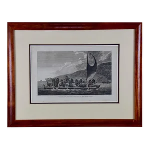 "Canoe of the Sandwich Islands" (Hawaii), John Webber Engraving of Captain Cook's 3rd Voyage, 1784