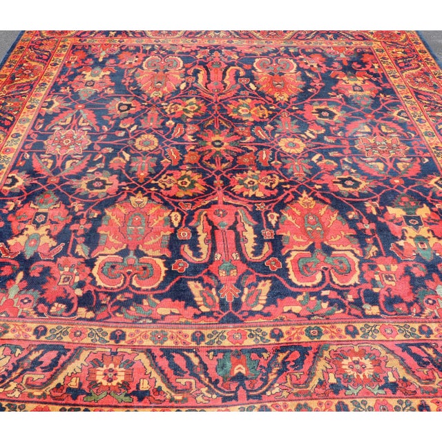 Antique Persian Sultanabad Rug With Large Scale Design in Blue, Red, and Gold. Keivan Woven Arts / rug / E-0908, country...