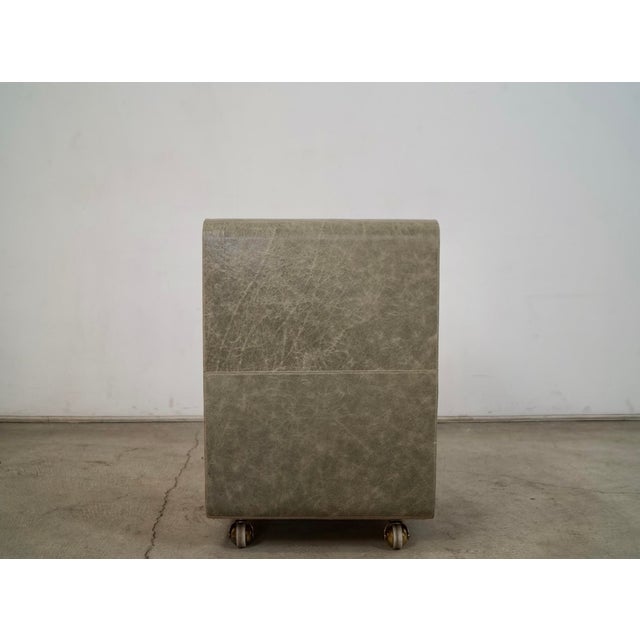 Metal Made Goods Leather Nightstand on Brass Casters For Sale - Image 7 of 12