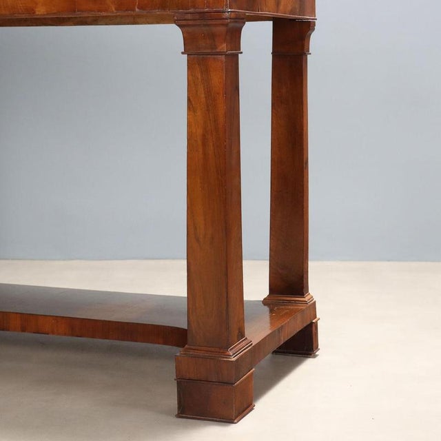 Brown Empire Console Table in Poplar and Walnut, 1800s For Sale - Image 8 of 11